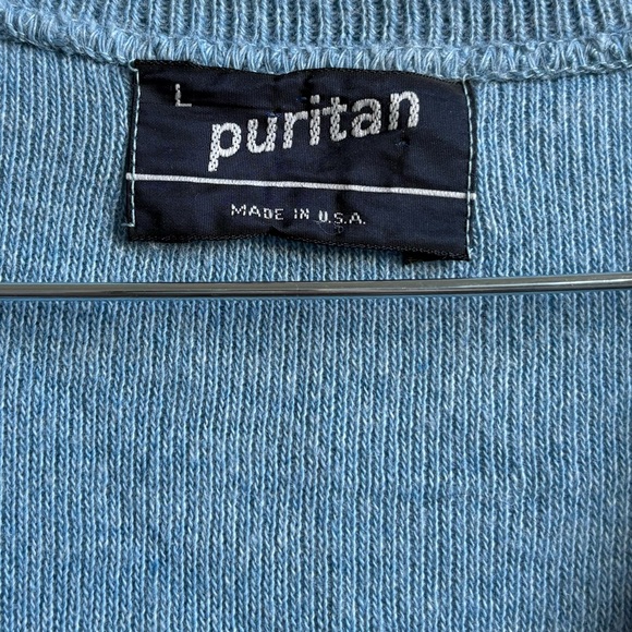 Puritan - Men's Vintage V-Neck Sweater - Made in the USA - Light Blue - Sz Large - Picture 4 of 6